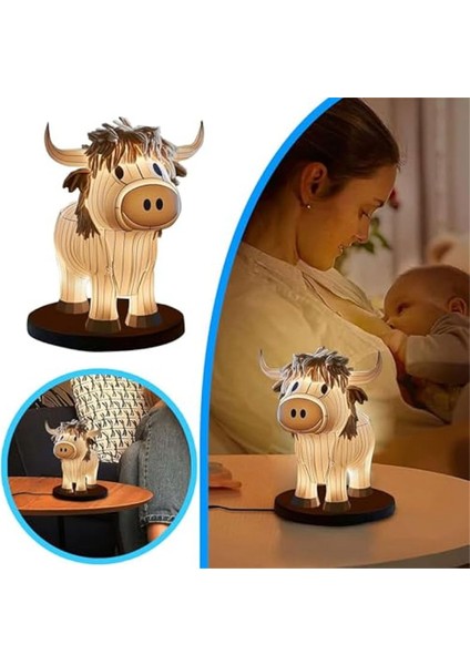 Inek Masa Lambası Çiftlik Evi Inek Gece Lambası, Inek Yatak Başı Lambası USB Küçük Gece Lambası Ev Ofis Yatak Odası Oturma Odası Için (Yurt Dışından)