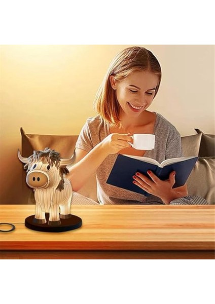 Inek Masa Lambası Çiftlik Evi Inek Gece Lambası, Inek Yatak Başı Lambası USB Küçük Gece Lambası Ev Ofis Yatak Odası Oturma Odası Için (Yurt Dışından)