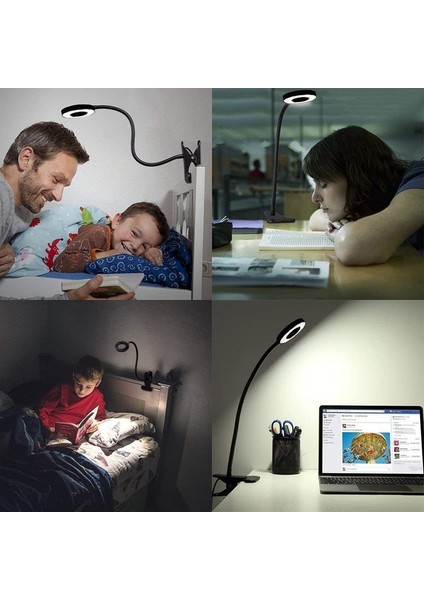 Masa Lambası, LED Klipsli Işık Okuma Işıkları USB Kitap Kelepçeli Işık 3 Renk Modu Göz Korumalı Çocuk Masa Lambası (Yurt Dışından)