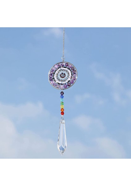 7 Çakra Kristal Suncatcher Yuvarlak Kristaller Boncuk Kolye Asılı Prizma Damla Güneş Yakalayıcılar Windows Ev Bahçe Dekor, B (Yurt Dışından)