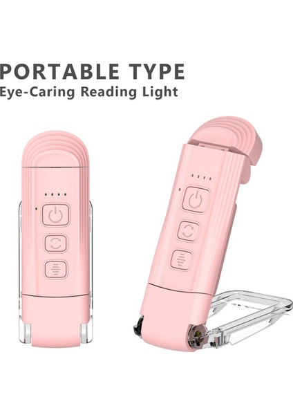 USB Kitap Klipsi Işık Katlanır Okuma Işığı Öğrenci Göz Koruma Işığı Masa Lambası Kart Işığı Gece Okuma Işığı Pembe (Yurt Dışından)