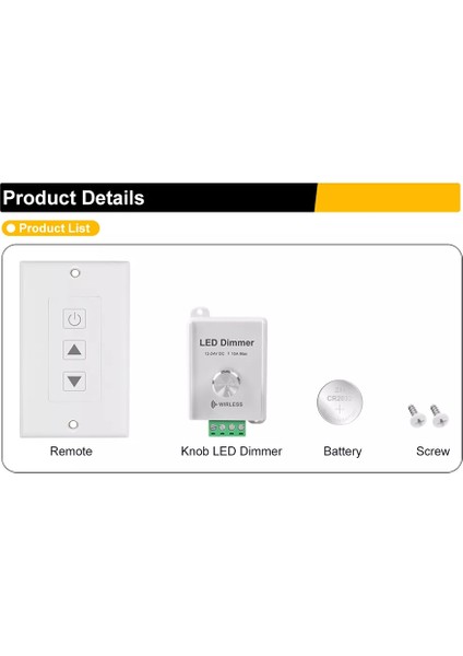 DC12V-24V 10A Tek Renkli LED Şerit (U1) Için Dokunmatik Uzaktan Kumandalı Kablosuz LED Şerit Dimmer (Yurt Dışından)