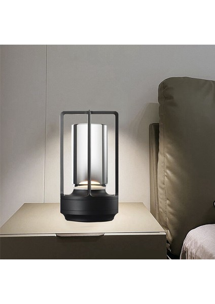 2600MAH Şarj Edilebilir LED Masa Lambası Modern Dokunmatik Ayarlı Masa Lambası Yatak Odası Restoran Dekorasyonu Işık Siyah (Yurt Dışından)