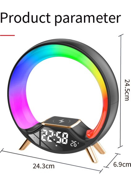 3'ü 1 Arada Çok Işlevli Gece Lambası Kablosuz Şarjlı Bluetooth Hoparlör Akıllı Çalar Saat Atmosfer Işığı (A) Ab Fişi (Yurt Dışından)