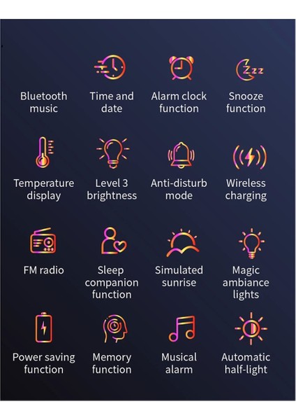 3'ü 1 Arada Çok Işlevli Gece Lambası Kablosuz Şarjlı Bluetooth Hoparlör Akıllı Çalar Saat Atmosfer Işığı (A) Ab Fişi (Yurt Dışından)