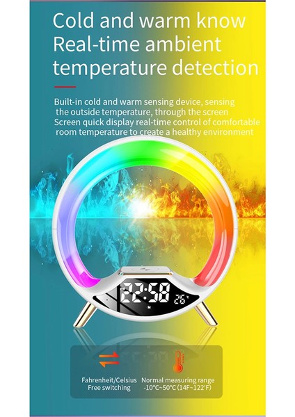 3'ü 1 Arada Çok Işlevli Gece Lambası Kablosuz Şarjlı Bluetooth Hoparlör Akıllı Çalar Saat Atmosfer Işığı (A) Ab Fişi (Yurt Dışından)