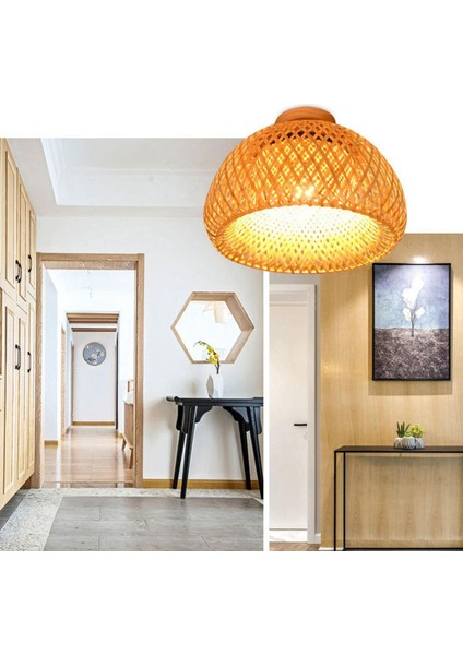 Bambu Hasır Rattan Aydınlatma Armatürü Gömme Montaj Asılı Tavan Lambası Oturma Odası Yatak Odası Yemek Odası Için, 30X18 cm (Yurt Dışından) indirimleri