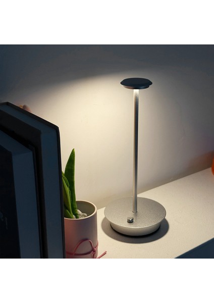 LED Metal Su Geçirmez Şarj Edilebilir Masa Lambası Dokunmatik Karartma Metal Masa Lambası Oturma Odası Okuma Gece Lambası-A (Yurt Dışından)