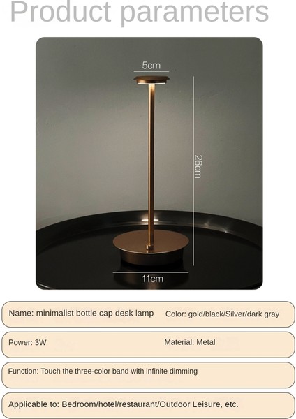 LED Metal Su Geçirmez Şarj Edilebilir Masa Lambası Dokunmatik Karartma Metal Masa Lambası Oturma Odası Okuma Gece Lambası-A (Yurt Dışından)