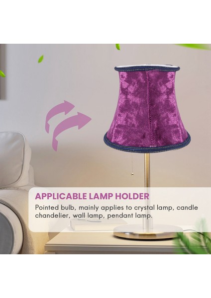 Abajur Üzerinde Kumaş Klipsli, Modern Avrupa Tarzı Duvar Aplik Lambası Için E14 El Yapımı Abajur, Kristal Lamba, Mum Lamba, Mavi Flanel Dekorlu Masa Lambası (Koyu Mor) (Yurt Dışından)