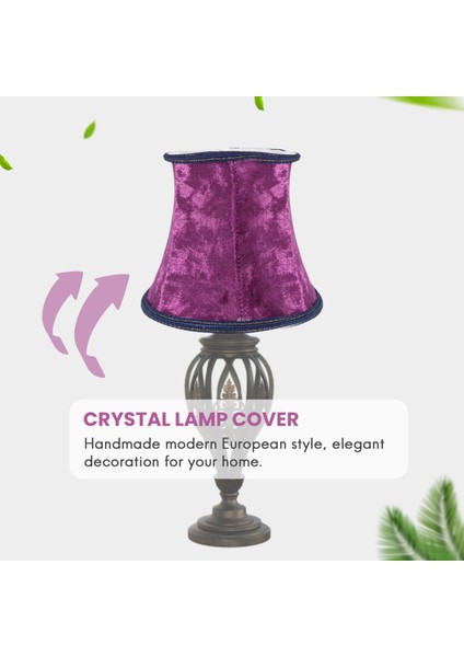 Abajur Üzerinde Kumaş Klipsli, Modern Avrupa Tarzı Duvar Aplik Lambası Için E14 El Yapımı Abajur, Kristal Lamba, Mum Lamba, Mavi Flanel Dekorlu Masa Lambası (Koyu Mor) (Yurt Dışından)