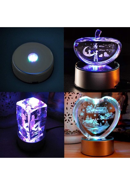 Kristal Cam Sanatı Için Ekran Döner Tabanı, 4 Inç 7 LED 7 Renkli Dönen Kristal Ekran Tabanı Standı Abd Fişi (Yurt Dışından) modelleri