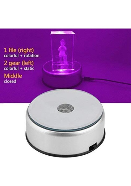 Kristal Cam Sanatı Için Ekran Döner Tabanı, 4 Inç 7 LED 7 Renkli Dönen Kristal Ekran Tabanı Standı Abd Fişi (Yurt Dışından) indirimleri