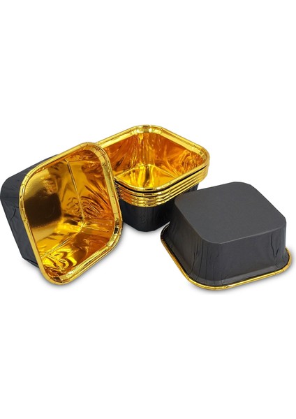 Muffin Kek Kapsülü Kare Siyah-Altın 25LI x 60 Paket (Koli) - K37