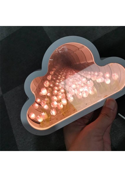 Bulut Lale Lambası, Kendin Yap Lale Gece Lambası, Bulut Lale Aynalı Gece Lambası, Lale LED Masa Lambaları, Masa Lambası-Pembe (Yurt Dışından)