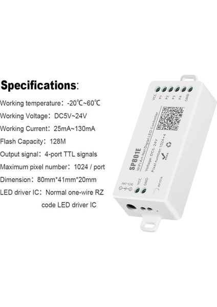 SP801E Wifi Art-Net LED Kontrol Cihazı LED Matris Panel Modülü WS2812B WS2811 Işık Şeridi Kablosuz Kontrol DC5-24V (Yurt Dışından)