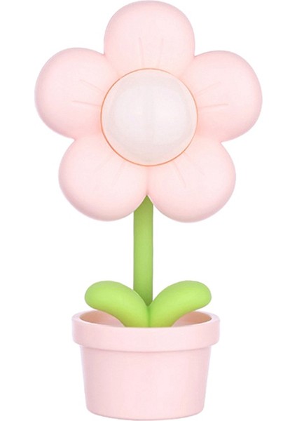 Karikatür Çiçek Gece Lambası Pil ile Çalışır, Yatak Başı Lambası Ayarlanabilir Sevimli Çiçek Işığı Çocuk Yatak Odası Dekoru Pembe (Yurt Dışından)