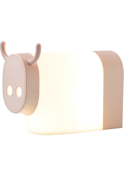 Gece Lambası Yatak Odası Dekorasyon LED Çocuk Gece Lambası USB Şarj Inek Tasarım Gece Başucu Lambası (Pembe) (Yurt Dışından)