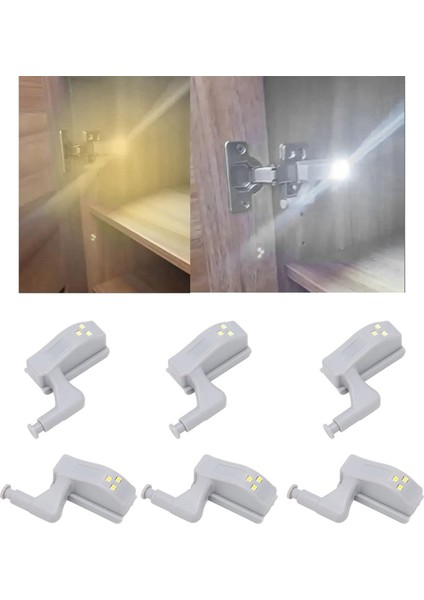 LED Menteşe Işık Evrensel Dolap Dolap Menteşe LED Gece Lambası Mutfak Ev Yatak Odası Lambası-Soğuk Beyaz (Yurt Dışından)