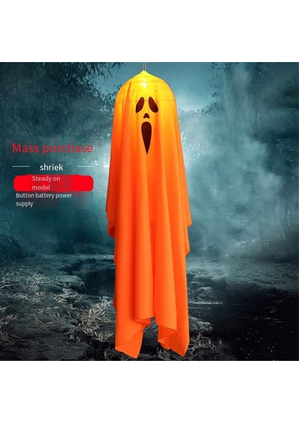 Kumaş Cadılar Bayramı Dekorasyon Işıkları, Açık Hava Sahne Düzeni Aksesuarları, Korku Hayaleti LED Yanıp Sönen Işıklar Turuncu Kötü Gülümseme (Yurt Dışından) modelleri