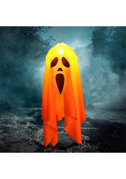 Kumaş Cadılar Bayramı Dekorasyon Işıkları, Açık Hava Sahne Düzeni Aksesuarları, Korku Hayaleti LED Yanıp Sönen Işıklar Turuncu Kötü Gülümseme (Yurt Dışından) indirimleri