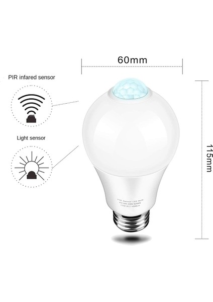 85-265 V E27 Pır Hareket Sensörü Lamba 12 W Ampul Hareket Sensörü ile Kızılötesi Hareket Dedektörü Güvenlik Işığı Sıcak Işık (Yurt Dışından)