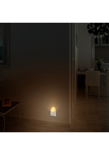 2 Adet LED Sensörlü Işık Plug-In Gece Sıcak Beyaz Çocuklar Için Ev Yatak Odası Banyo Mutfak Koridor Merdiven (Ab Tak) (Yurt Dışından)