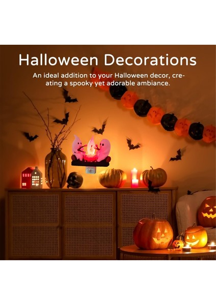 Hayalet Kamp Ateşi Titreyen Gece Lambası Alev Cadılar Bayramı Gece Lambası 3D LED Küçük Sahte Kamp Ateşi Gece Lambası Dekor Abd Fişi (Yurt Dışından)