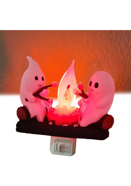 Hayalet Kamp Ateşi Titreyen Gece Lambası Alev Cadılar Bayramı Gece Lambası 3D LED Küçük Sahte Kamp Ateşi Gece Lambası Dekor Abd Fişi (Yurt Dışından) fırsatları