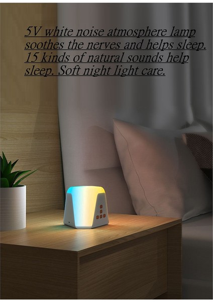Ses Makinesi ve Çalar Saat Beyaz Gürültü Ses Makinesi Gece Lambası Uyku Enstrümanı Atmosfer Lambası (Yurt Dışından)
