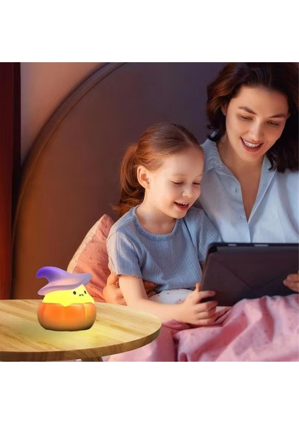 LED Balkabağı Hayalet Silikon Lamba Silikon LED Işık Gece Lambaları USB Şarj Edilebilir Başucu Lambası Ofisler Yatak Odası A (Yurt Dışından)