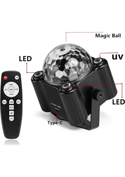 Disko Parti Işıkları Disko Topu LED Uv Ses Frekansı Strobe Sahne Efekti Düğün Noel Festivali Parti Işıkları (Yurt Dışından)