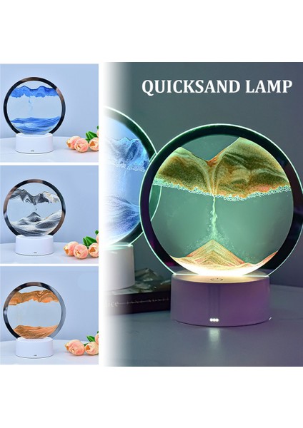 LED Rgb Kum Manzarası Lambası Hareketli Kum Sanatı Gece Lambası 7 Renk Kum Saati Işığı 3D Derin Deniz Ekran Dekorasyonu Turuncu (Yurt Dışından)