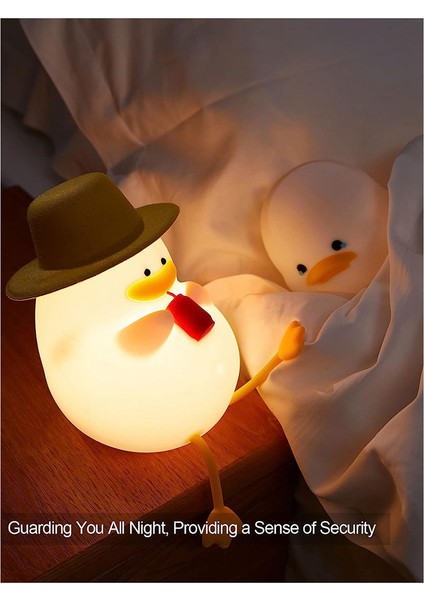 Happy Duck Çocuk Gece Lambası, Çocuklar Için Silikon Gece Lambası, Yatıştırıcı Yatma Zamanı Için Sevimli ve Kısılabilir Silikon Lamba A (Yurt Dışından)