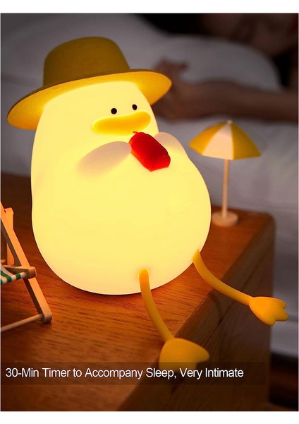 Happy Duck Çocuk Gece Lambası, Çocuklar Için Silikon Gece Lambası, Yatıştırıcı Yatma Zamanı Için Sevimli ve Kısılabilir Silikon Lamba A (Yurt Dışından)