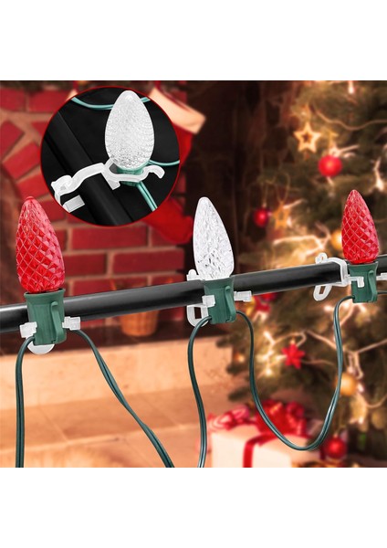 Noel Işık Klipsleri Hepsi Bir Arada Klipsler 100'LÜ Paket, C7, C9 ve Işıkları Asmak Için Evrensel Oluk ve Kiremit Klips Kancaları (Yurt Dışından)