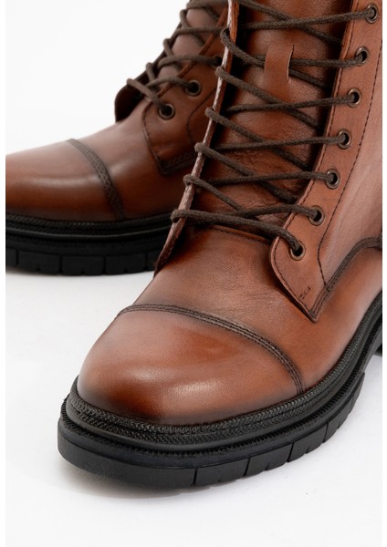 Kadın Fermuarlı Bağcıklı Casual Bot Deri Br 66245 Taba modelleri
