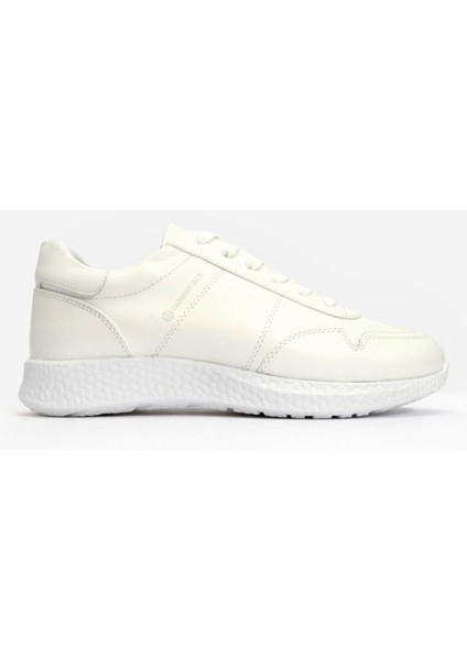 Erkek Kalın Taban Bağcıklı Sneaker Deri Hj 22190M Beyaz