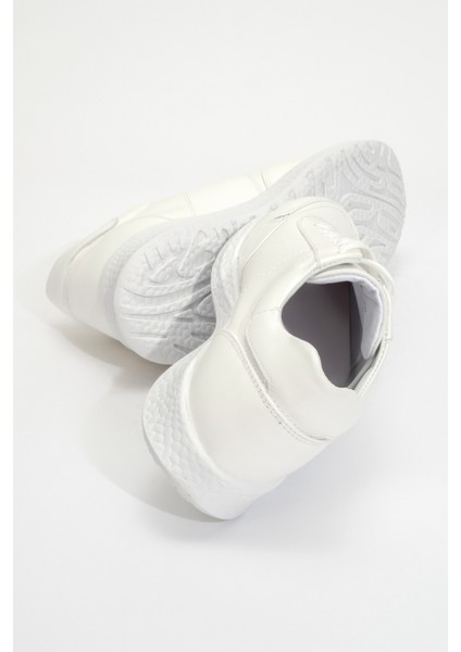 Erkek Kalın Taban Bağcıklı Sneaker Deri Hj 22190M Beyaz