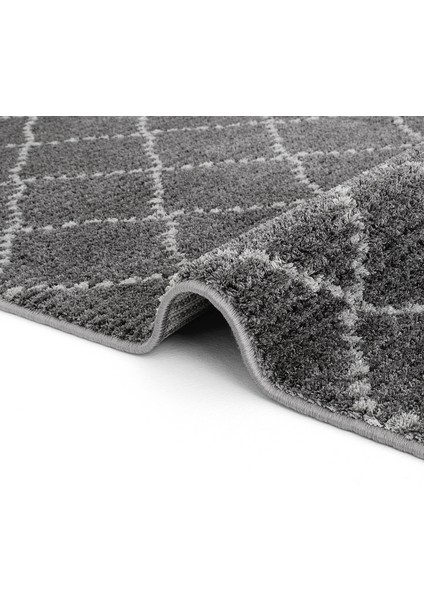 Vetrina 3606 Antrasit Yolluk Geometrik Desen Antre Kesme Halı Yolluk