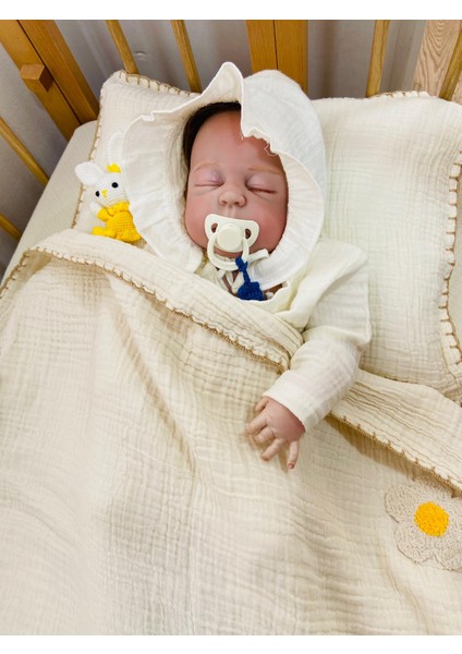 Bebek Nevresim Takımı (Multi Müslin Çiçek Panç )Tasarımlı
