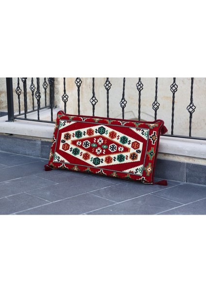 Şark Köşesi Takımı Sırt Dayama Yastığı Yörük Kırmızı Modeli (Sünger Dahil) 40 x 90 x 10 cm