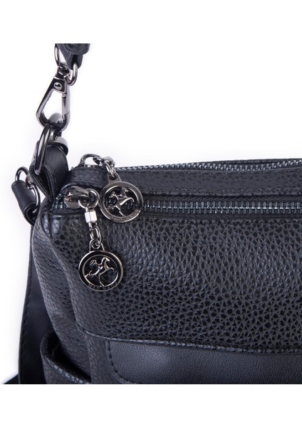 Çok Gözlü Yumuşak ve Hafif Yapılı Çift Askılı Omuz ve Çapraz Çanta Siyah Lopez ( 30X24 cm ) fırsatları