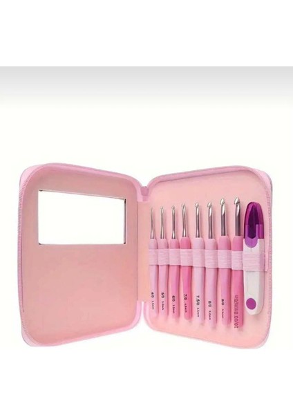 Pembe Çantalı Ergonomik Silikon Tığ Seti
