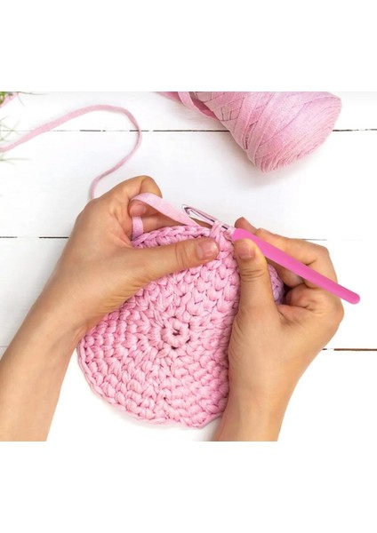 Pembe Çantalı Ergonomik Silikon Tığ Seti