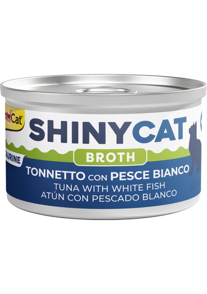 Shinycat Broth (Sos İçinde) Beyaz Balıklı Ton Balıklı Kedi Konservesi 70gr