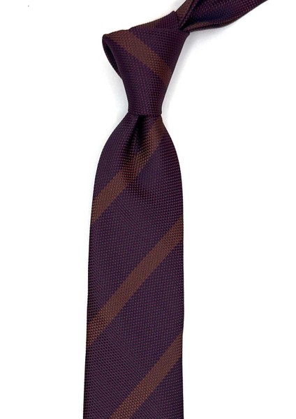 Bordo Çizgi Desen Slim Kravat SK8045