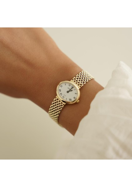 Geneve Retro Oval Kadran Altın Kadın Saati