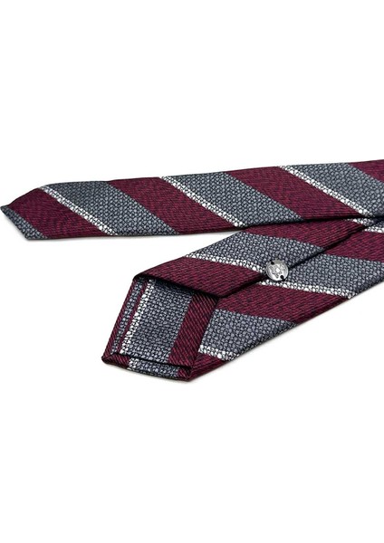 Füme - Bordo Çizgi Desen Slim Kravat SK8032 fiyatları