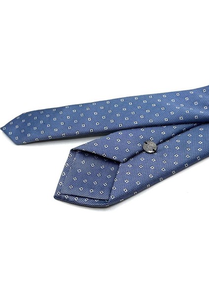 Mavi Küçük Desen Slim Kravat SK8051